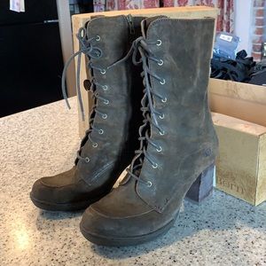 Born Womens 9 Boot Polina Tobacco Suede Granny Western Lace Up Zip Mid Calf $50